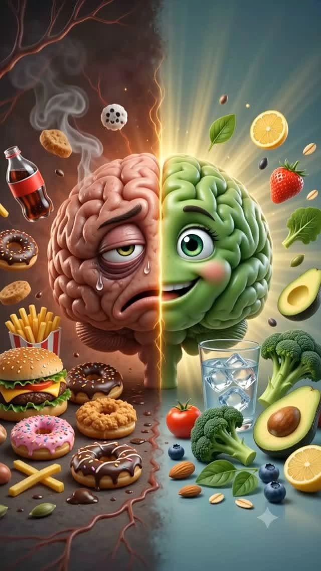 Salad Bars & Healthy Restaurants creative ad: Healthy-versus-junk brain comparison concept