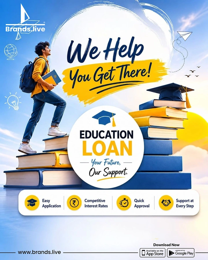 Personal & Business Loans creative ad: Education journey visualized through climbing books