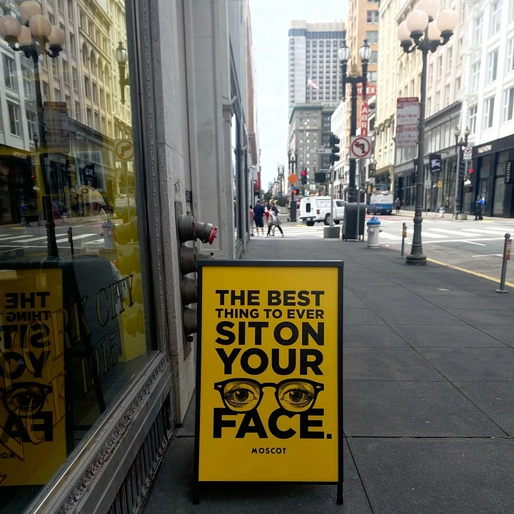 Opticians & Eye Care creative ad: Cheeky 'sit on your face' copy, glasses as O's