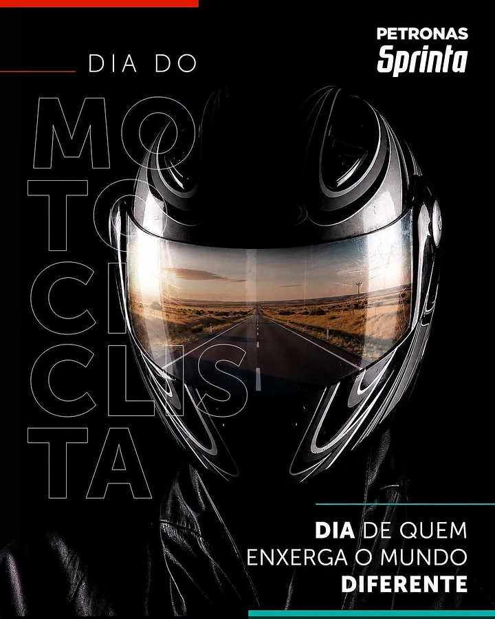 other-festival creative ad: Motorcycle helmet with an open road reflected in its visor