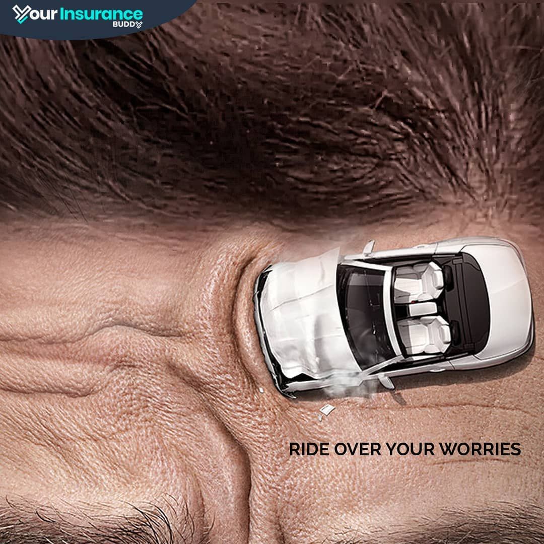 Crumpled white convertible crashed into a wrinkled human forehead