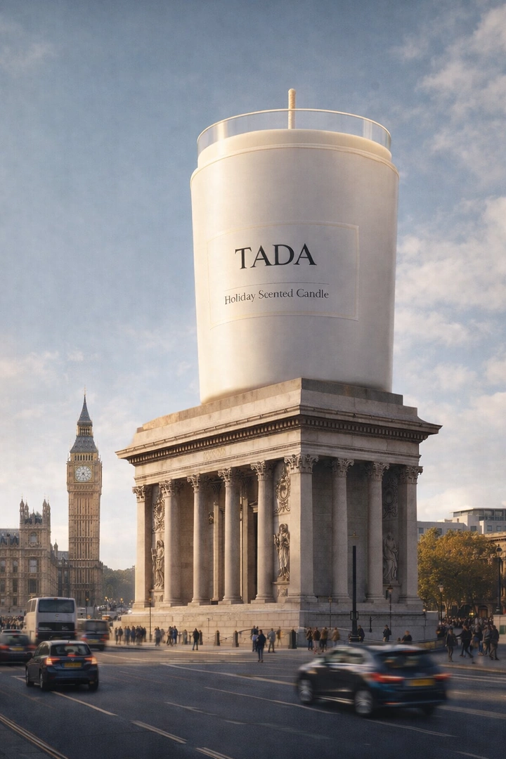 Candles & Home Fragrance creative ad: Giant candle atop London landmark CGI