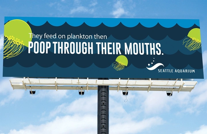 Aquarium Shops creative ad: Witty plankton fact billboard for aquarium
