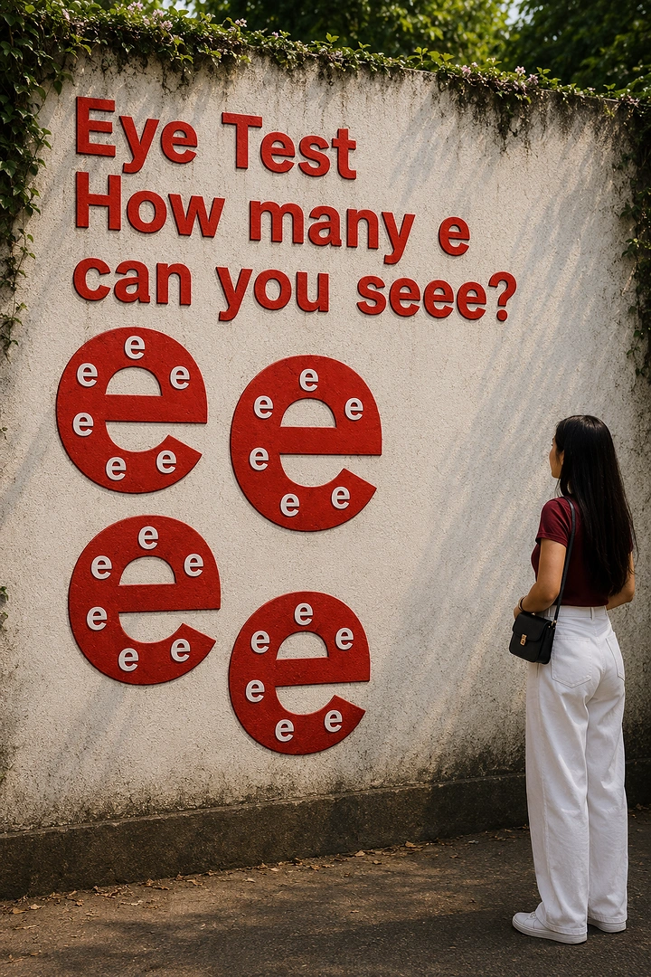 Opticians & Eye Care creative ad: Eye test puzzle as real-world wall installation