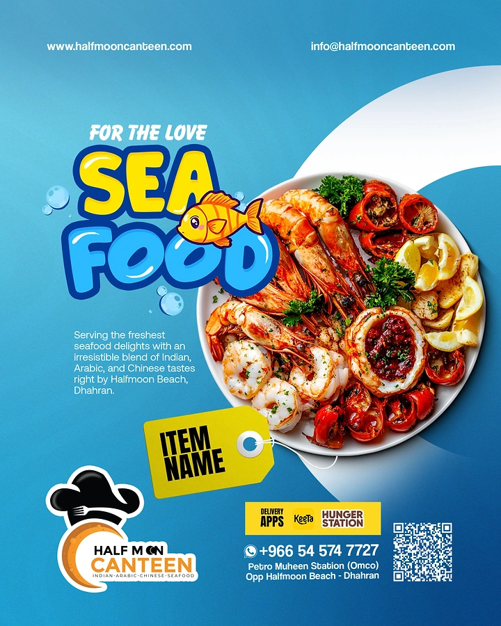 Seafood Restaurants creative ad: Playful sea-food pun with illustrated mascot