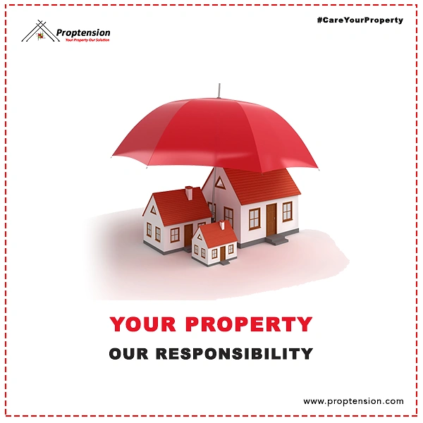 Property Management creative ad: Umbrella protects homes metaphor