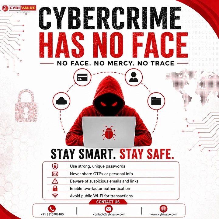 Cybersecurity Companies creative ad: Masked figure supports no-face crime message
