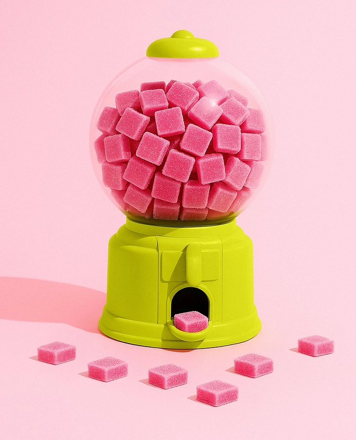 Chewing Gum & Mints creative ad: Gum cubes reimagined as gumball machine