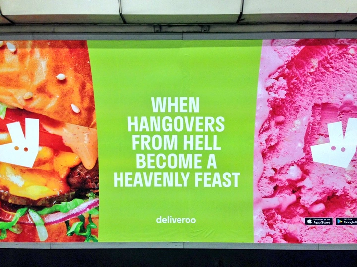 Food Delivery Apps creative ad: Witty hangover-to-heavenly-feast copy