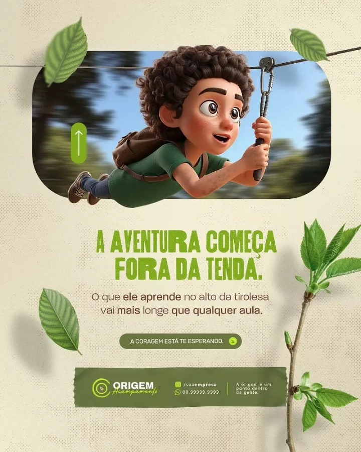 Summer Camps & Kids Activities creative ad: Child launches into adventure beyond tent