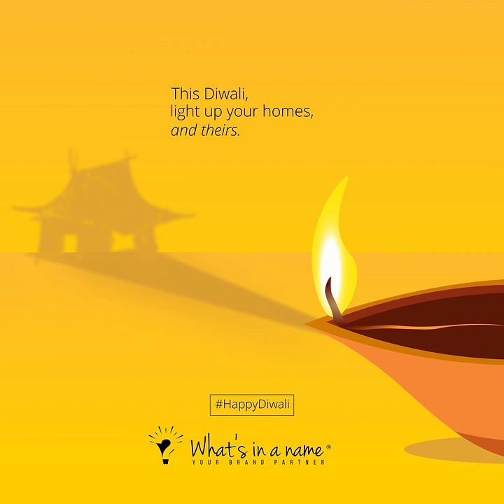 Diwali creative ad: Cropped oversized diya whose flame casts a house-shaped shadow