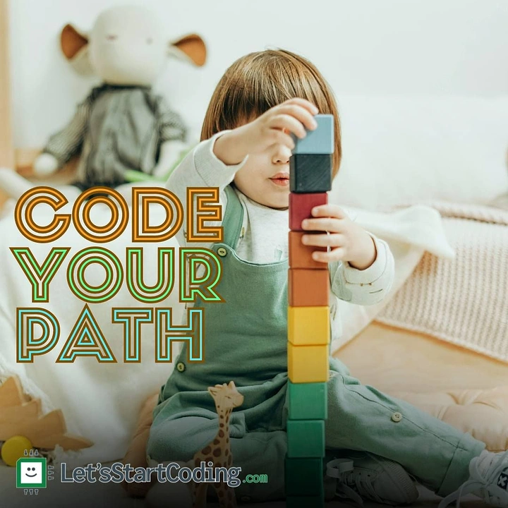 Robotics & STEM Classes creative ad: Code-your-path metaphor with child