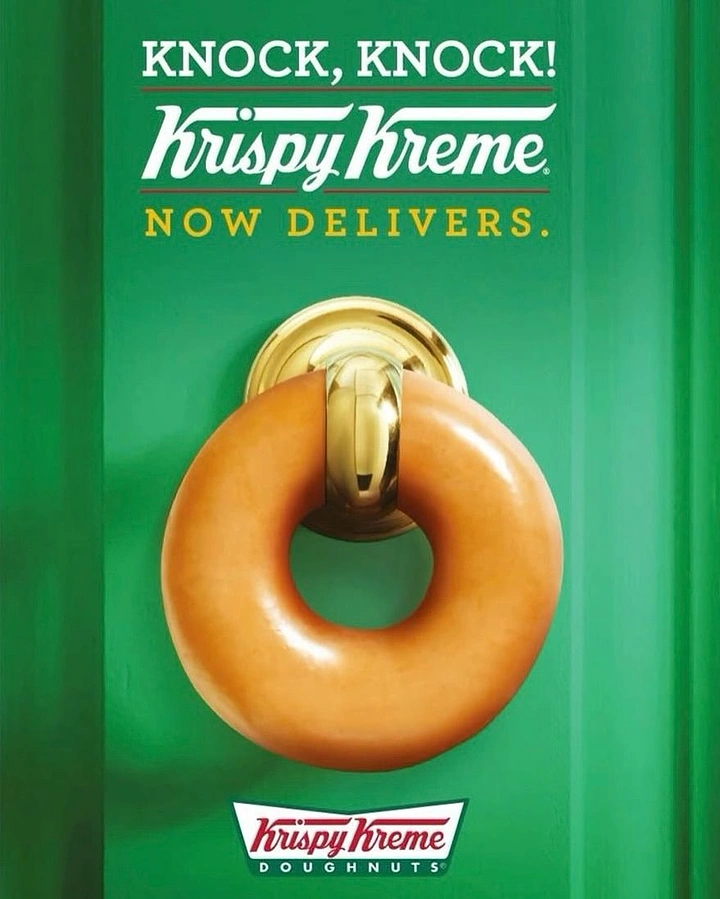 Fast Food creative ad: Glazed doughnut used as a door knocker