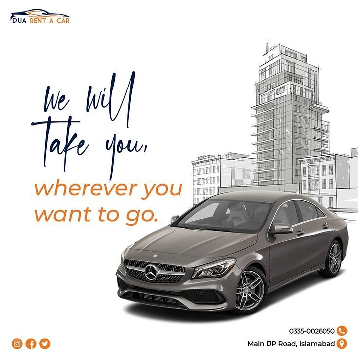 Car Rental creative ad: Sketched city dissolving into real car