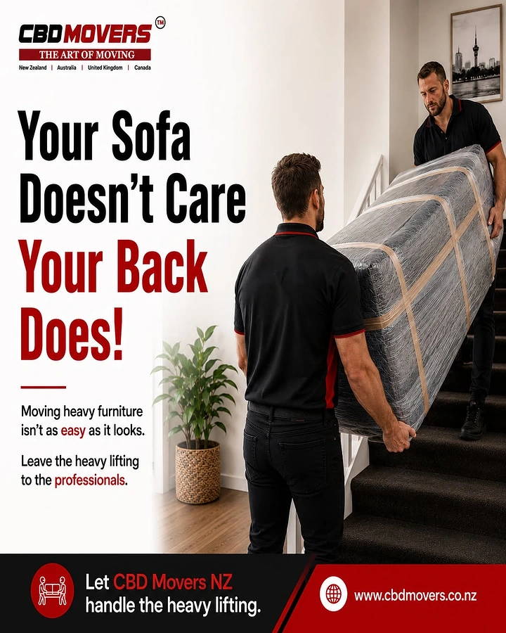 Movers & Packers creative ad: Witty copy: sofa doesn't care, your back does
