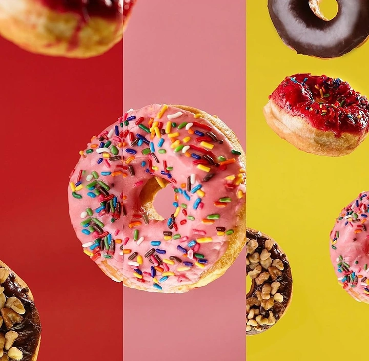 Donut Shops creative ad: Oversized donut crops create bold composition