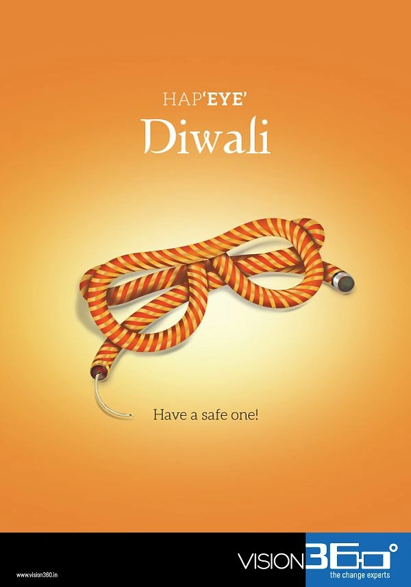 Diwali creative ad: Firecracker fuse shaped into eyeglasses