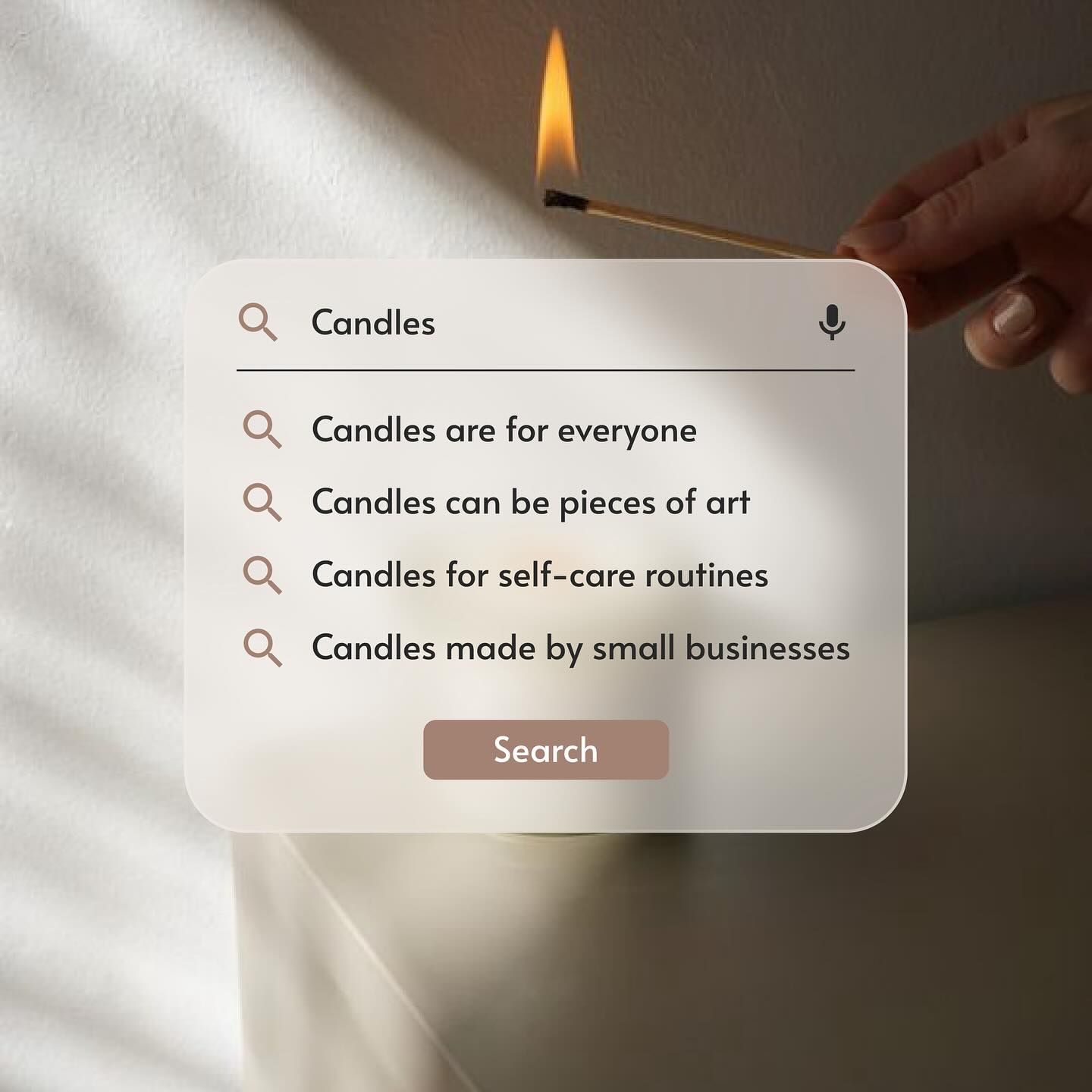 Instagram post: Search bar autocomplete as brand message