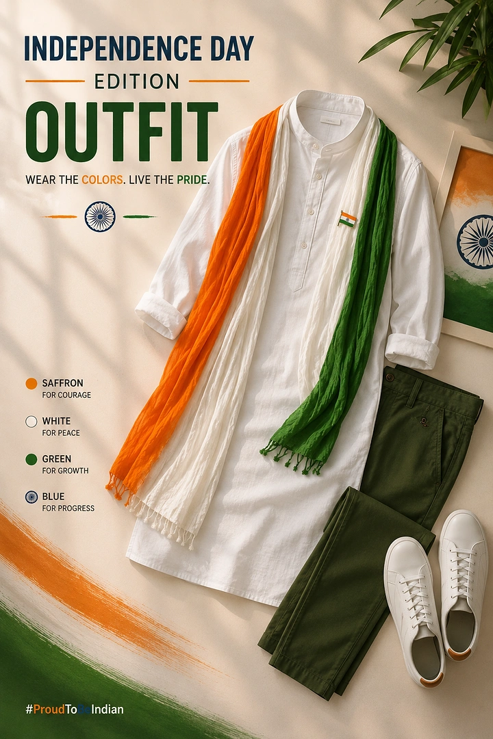 Independence Day creative ad: Outfit flat lay styled as tricolour