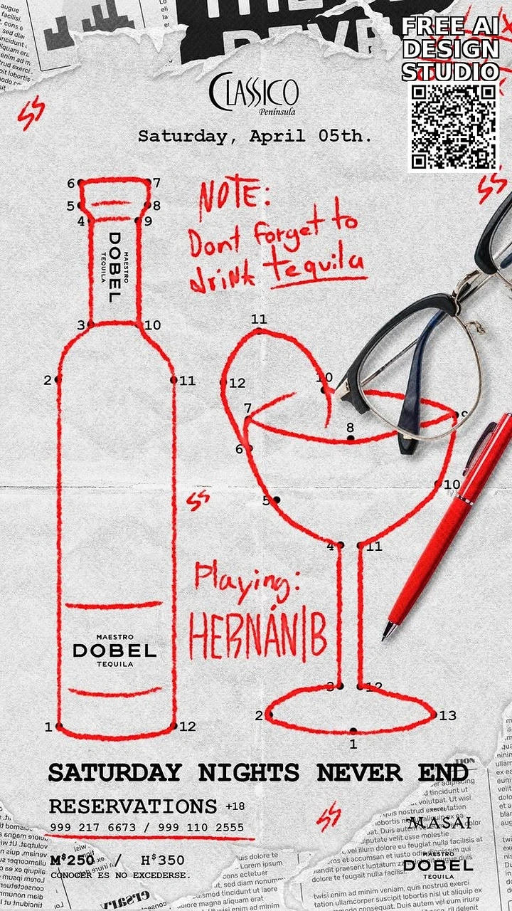 Bars & Pubs creative ad: Tequila night built around playful diagram