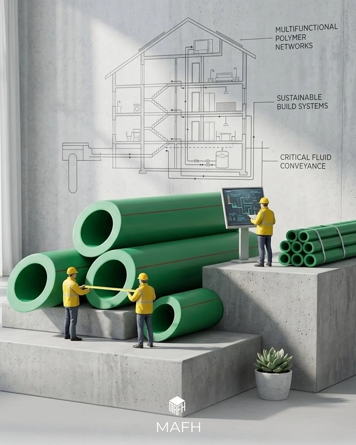 Plumbers creative ad: Miniature workers on monumental pipe stack