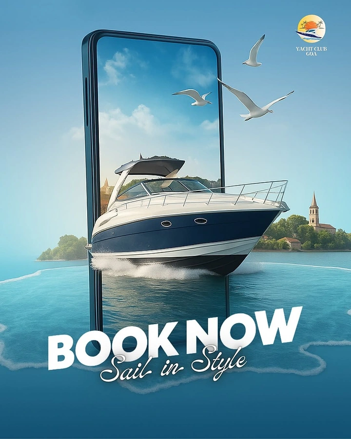 Cruises & Cruise Lines creative ad: Boat framed as a stylish visual portal