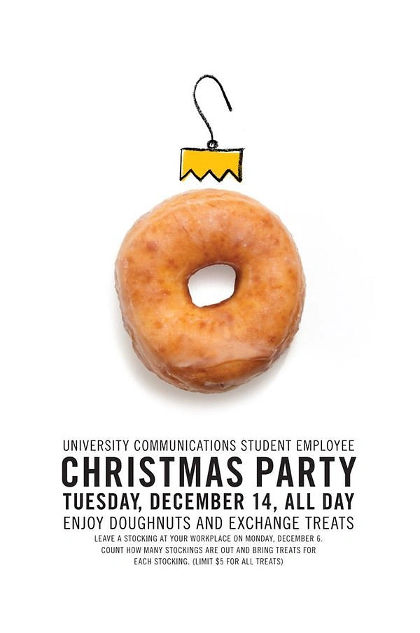 Christmas creative ad: Glazed doughnut drawn as a Christmas ornament
