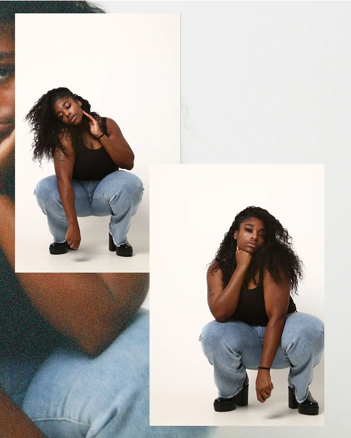 Plus-Size Fashion creative ad: Editorial collage emphasizes fit