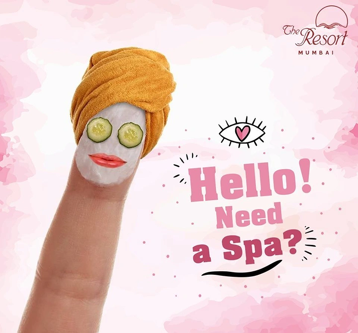 Spa & Massage creative ad: Finger in towel and face mask, playful