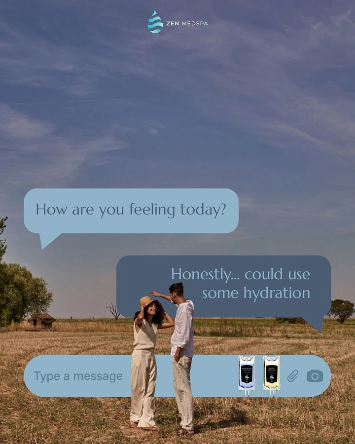 Packaged Drinking Water creative ad: Chat format dramatizes dry-landscape dehydration