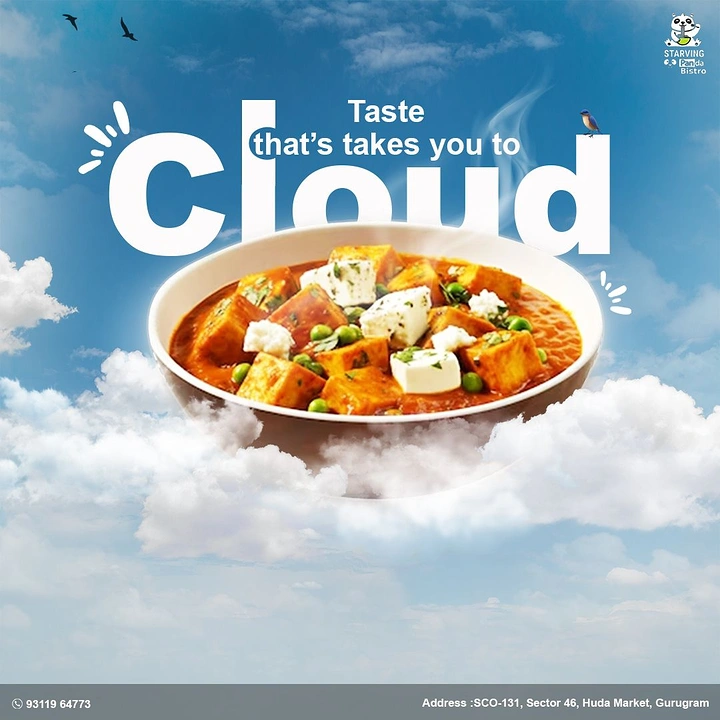 Cloud Kitchens & Food Trucks creative ad: Cloud kitchen pun, dish on clouds