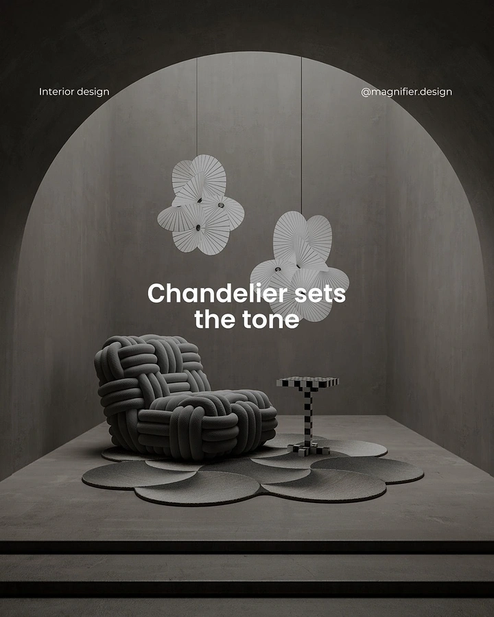 Lighting Stores & Lamps creative ad: Chandelier sets room mood