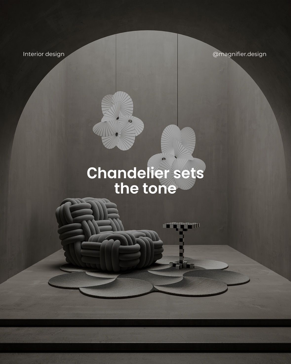 Instagram post: Chandelier sets room mood