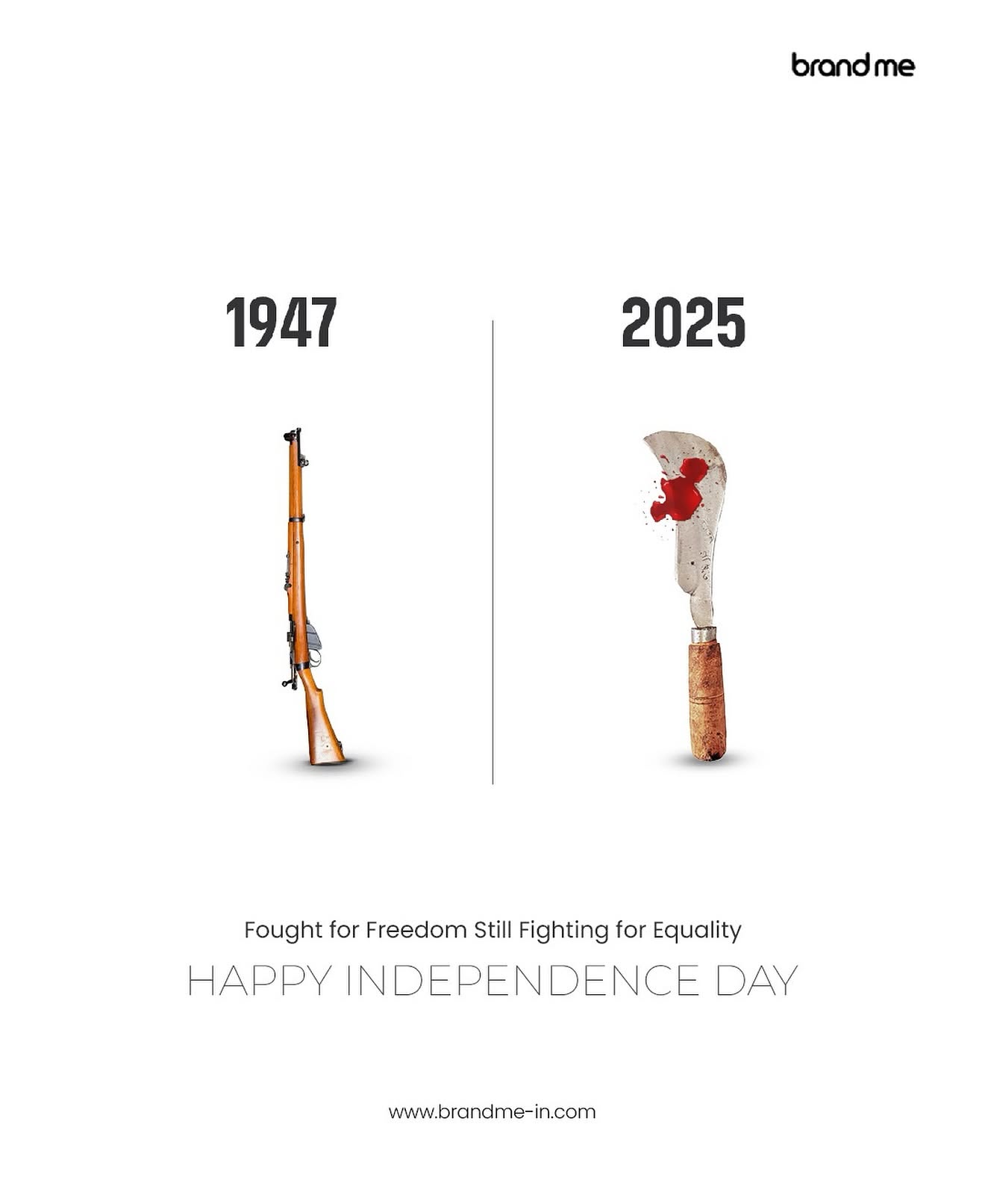 1947 rifle versus a 2025 blood-stained sickle, side by side
