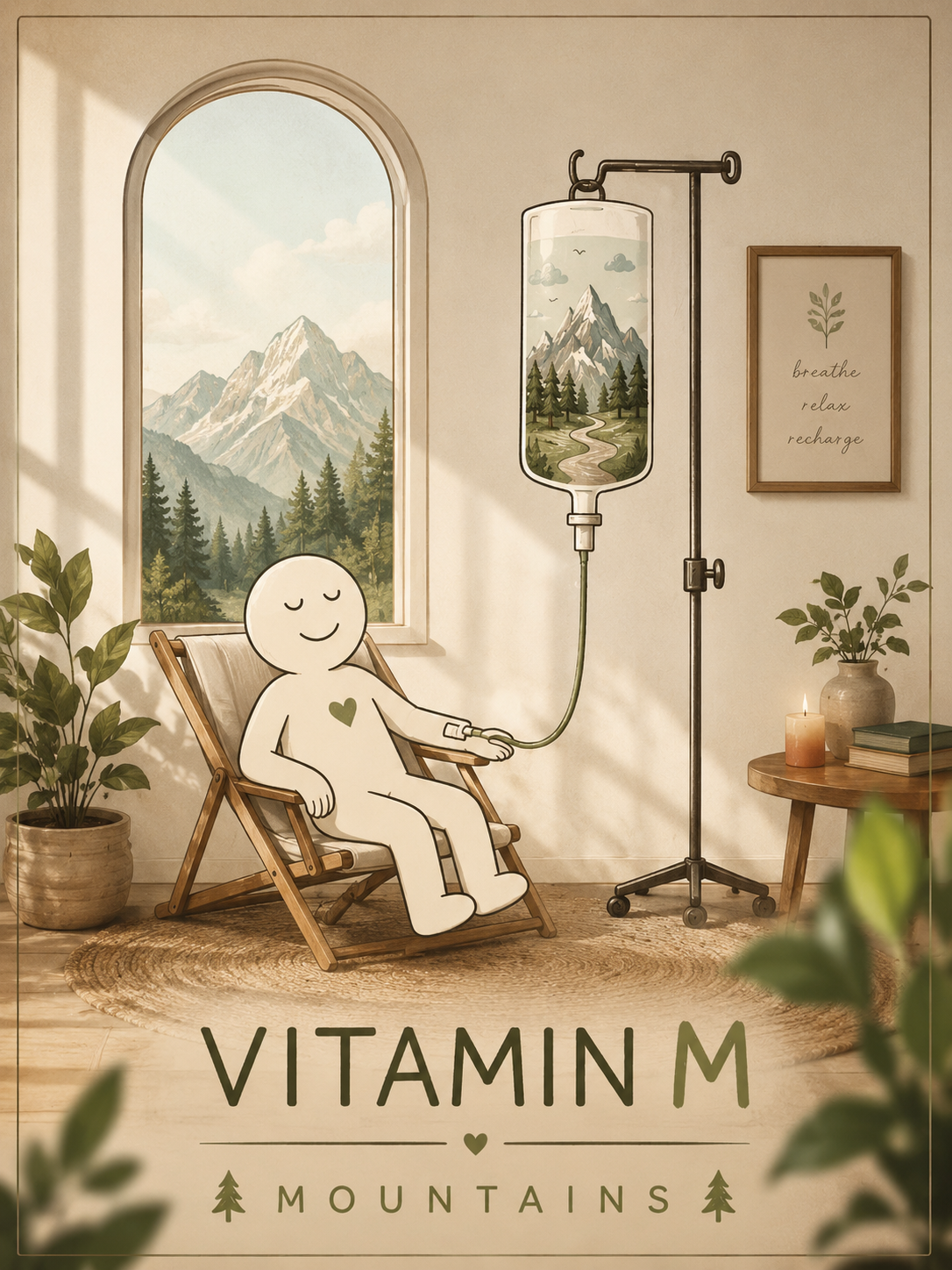 Instagram post: Mountain escape delivered through an IV