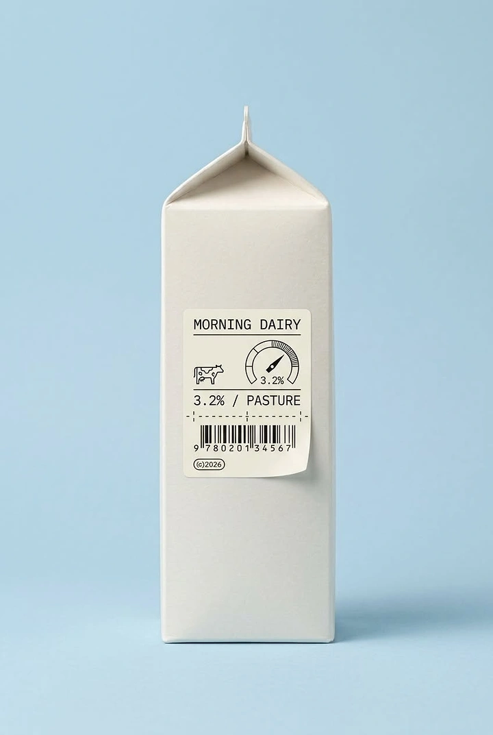 Dairy Brands creative ad: Carton label gauge shows pasture fat