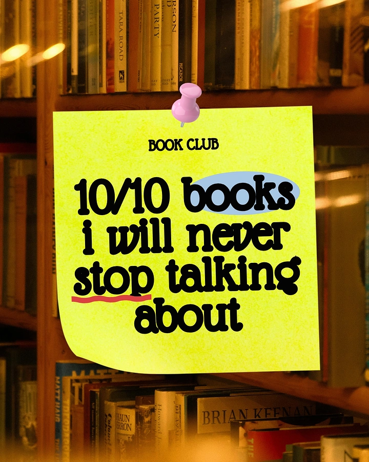 Bookstores creative ad: Sticky note pinned on bookshelf, witty copy