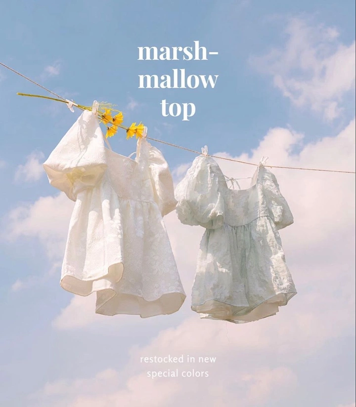 Kids Clothing creative ad: Clothesline in clouds sells marshmallow softness