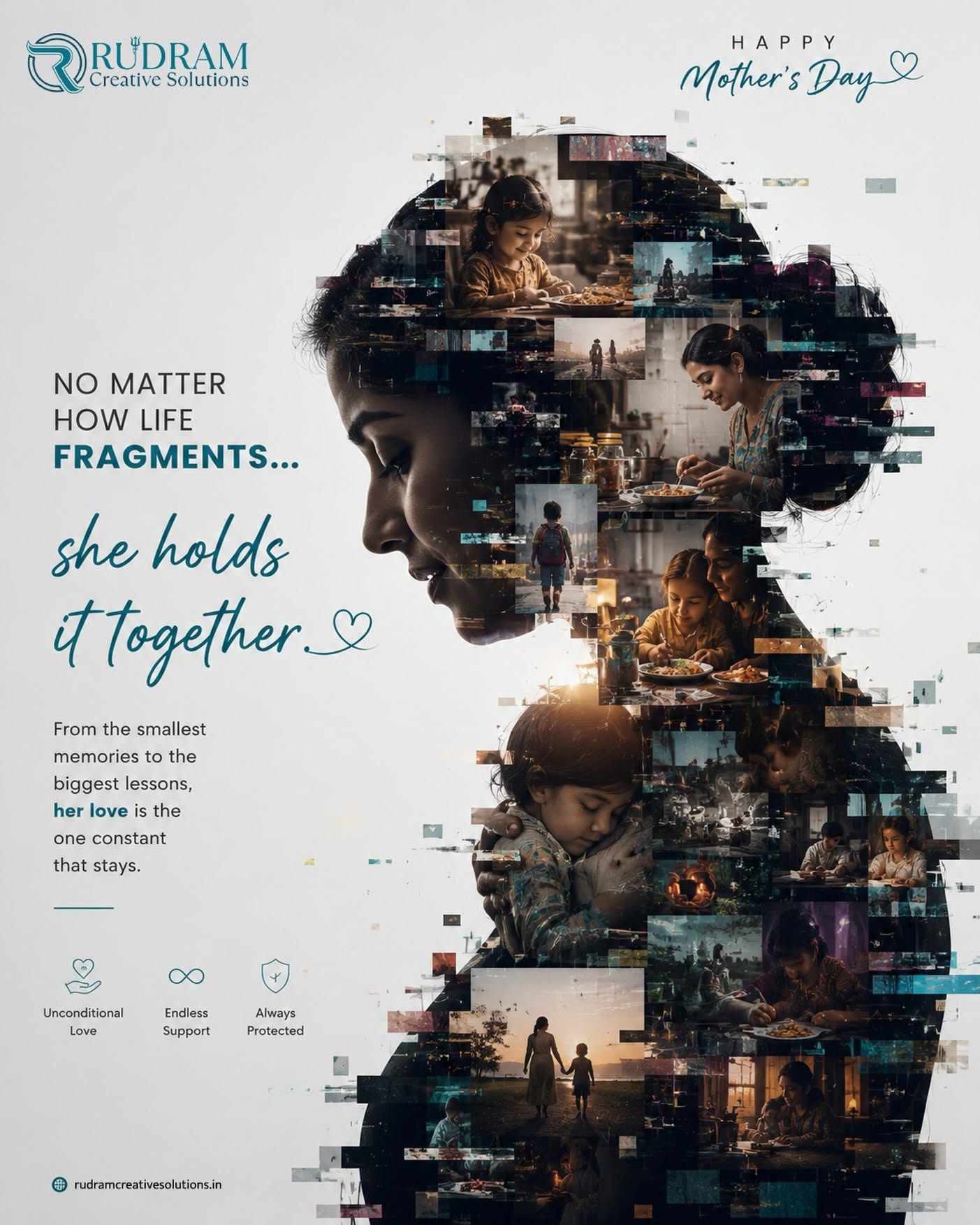 Mother's Day Instagram post: Mother's profile silhouette filled with fragmented memory photos