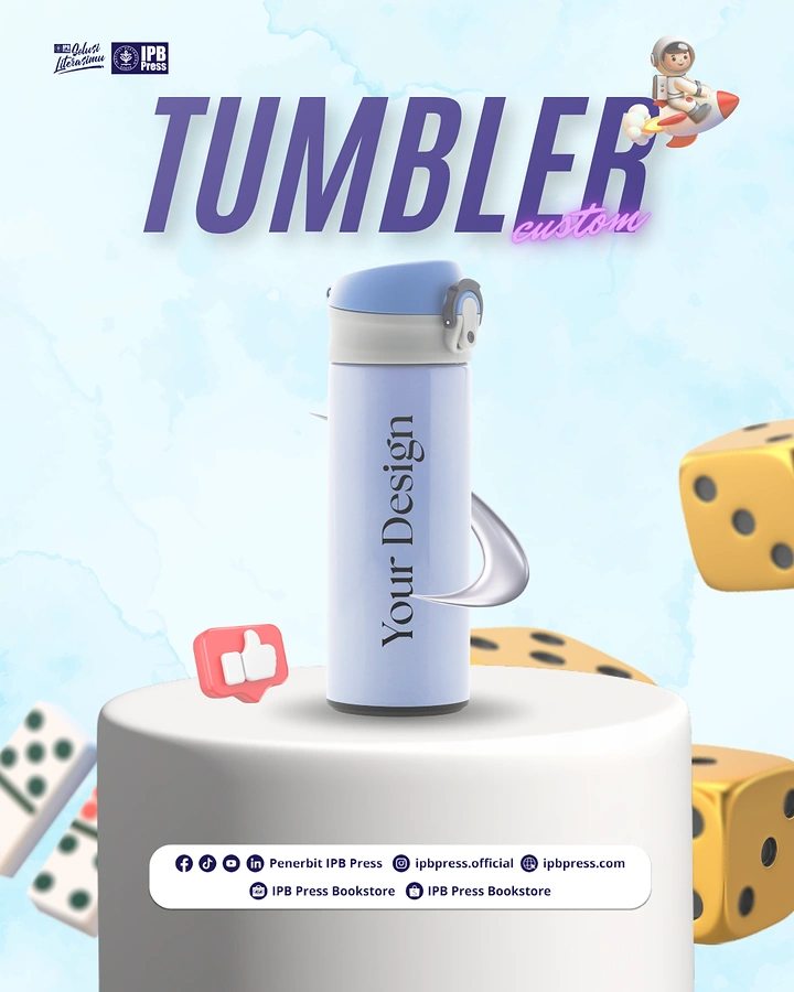 Tumblers, Flasks & Drinkware creative ad: Playful surreal backdrop elevates product presentation