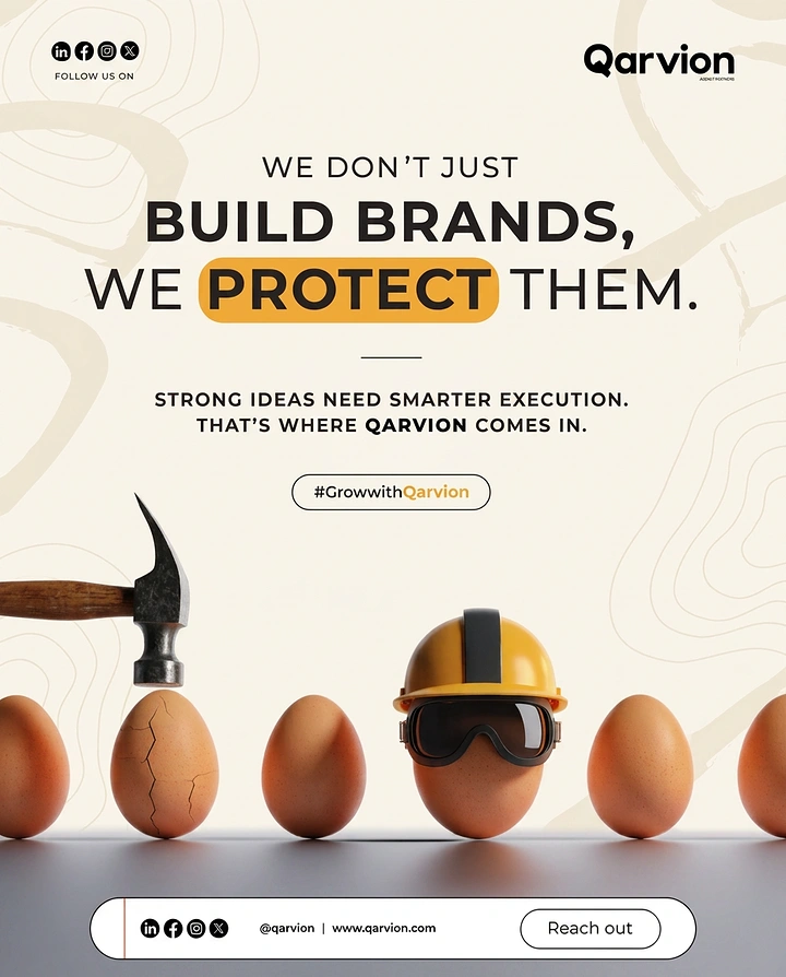 Agency creative ad: Egg in hard hat protected from hammer