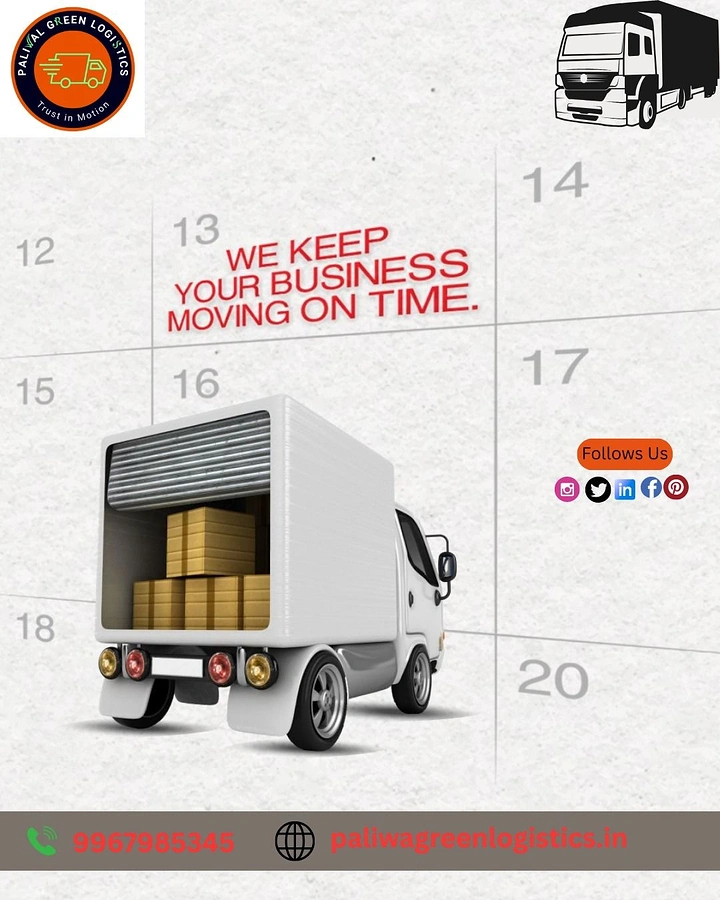 Movers & Packers creative ad: Truck driving through calendar dates, on time
