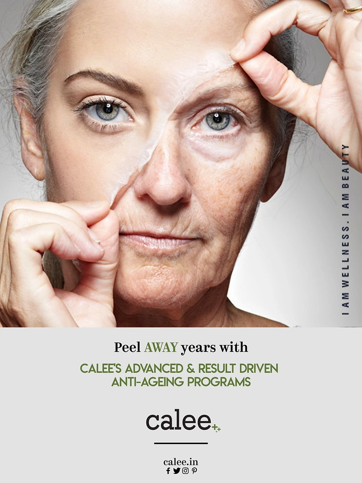 Skin & Cosmetic Clinics creative ad: Peeling face sticker, 'Peel away years'