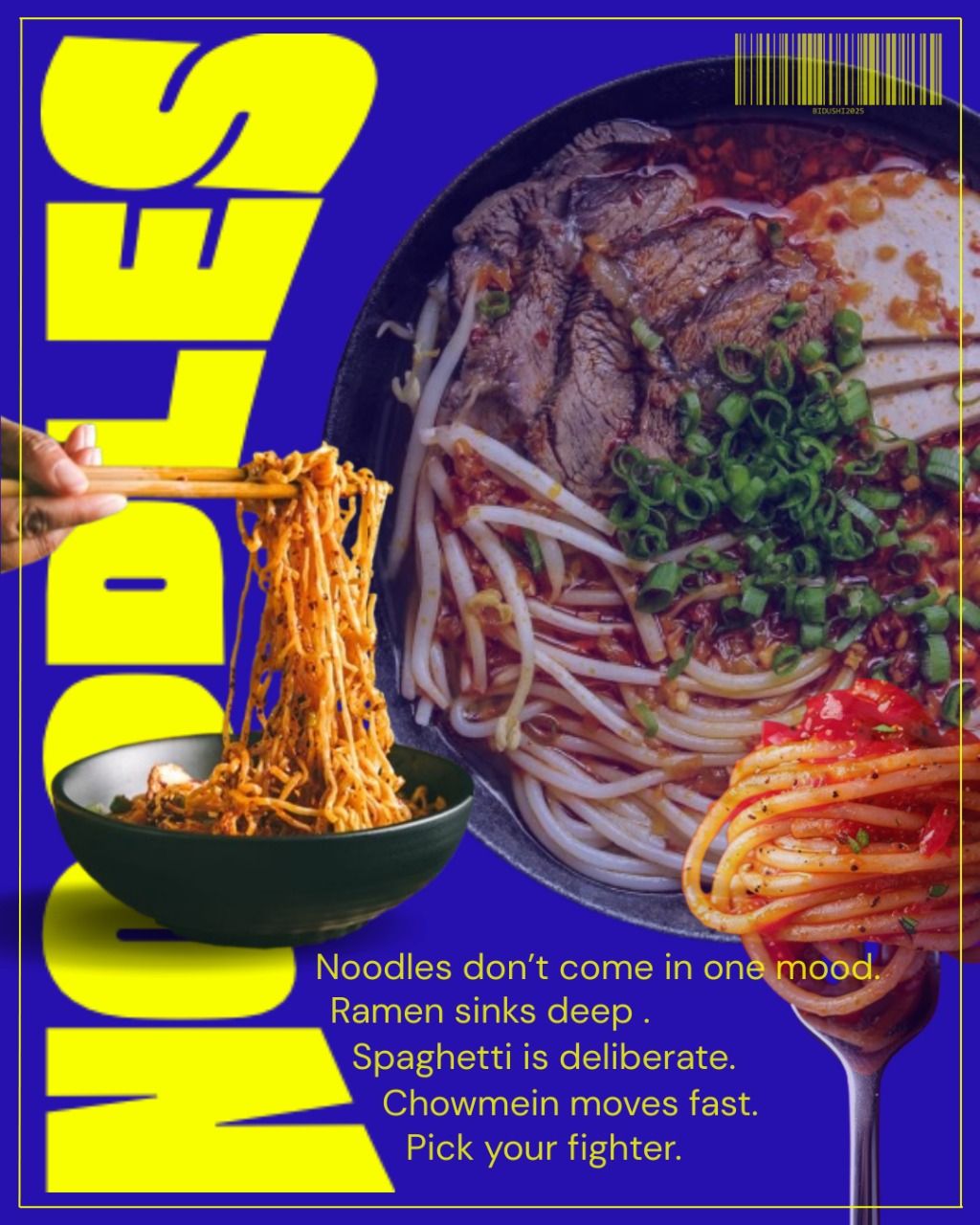 Instagram post: Playful pick-your-fighter noodle variety concept