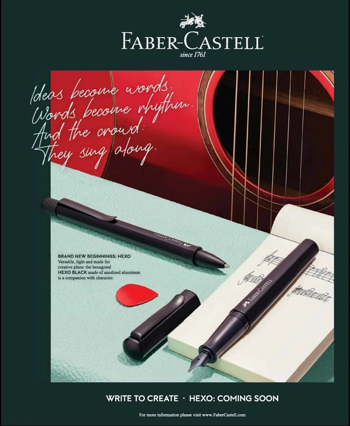 Pens & Writing Instruments creative ad: Writing is expressed through musical composition