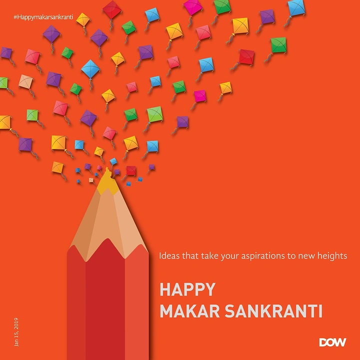 Makar Sankranti creative ad: Pencil tip bursting into a flock of colourful kites