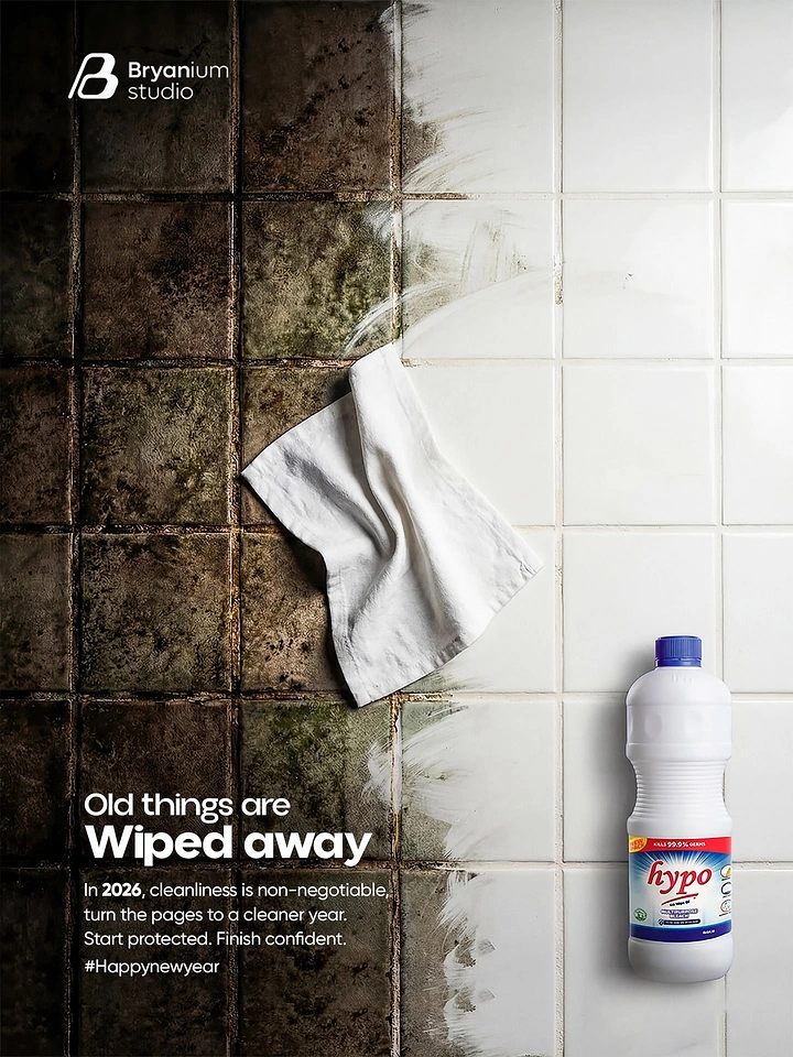 Cleaning Services creative ad: Half-cleaned grime tiles: old wiped away