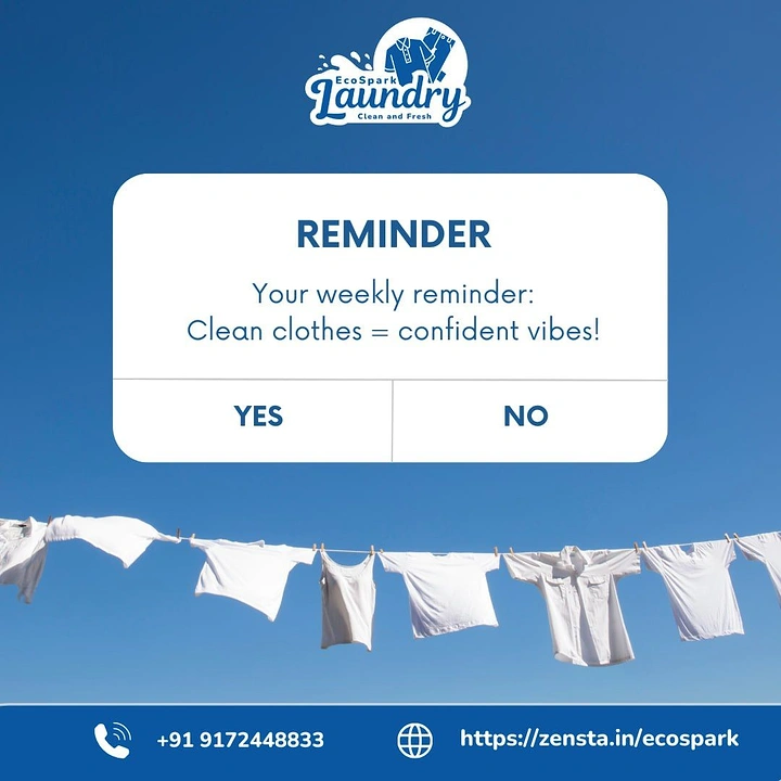 Laundry & Dry Cleaning creative ad: UI reminder dialog over clothesline idea