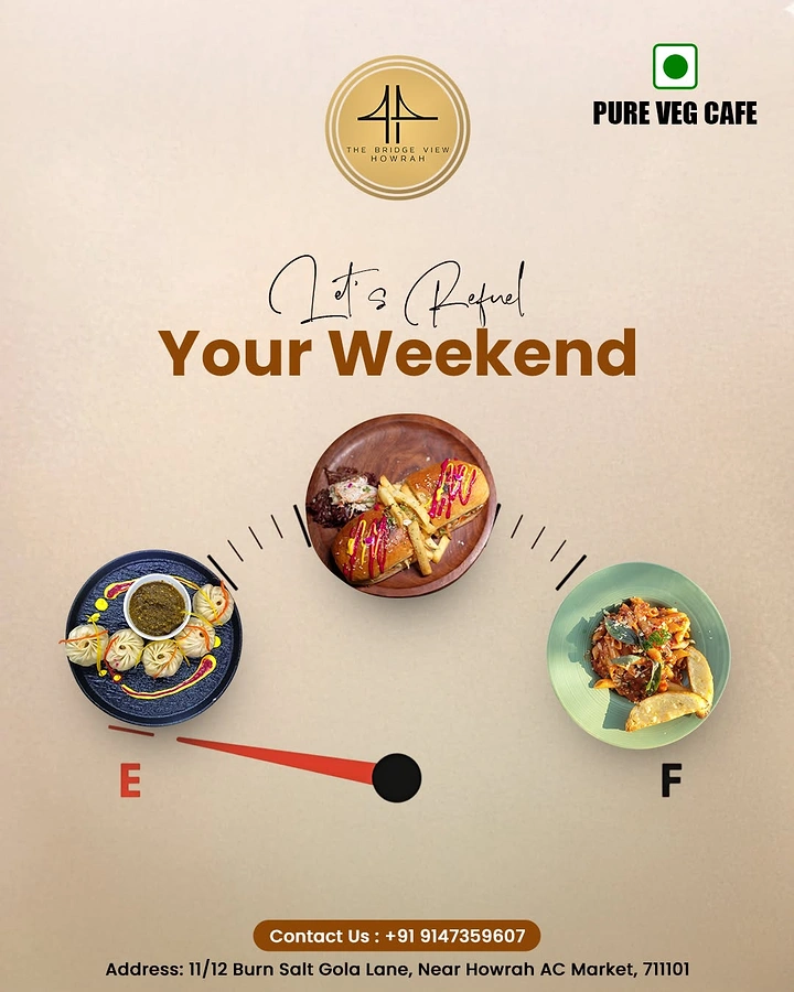 Cloud Kitchens & Food Trucks creative ad: Fuel gauge made of plates, refuel