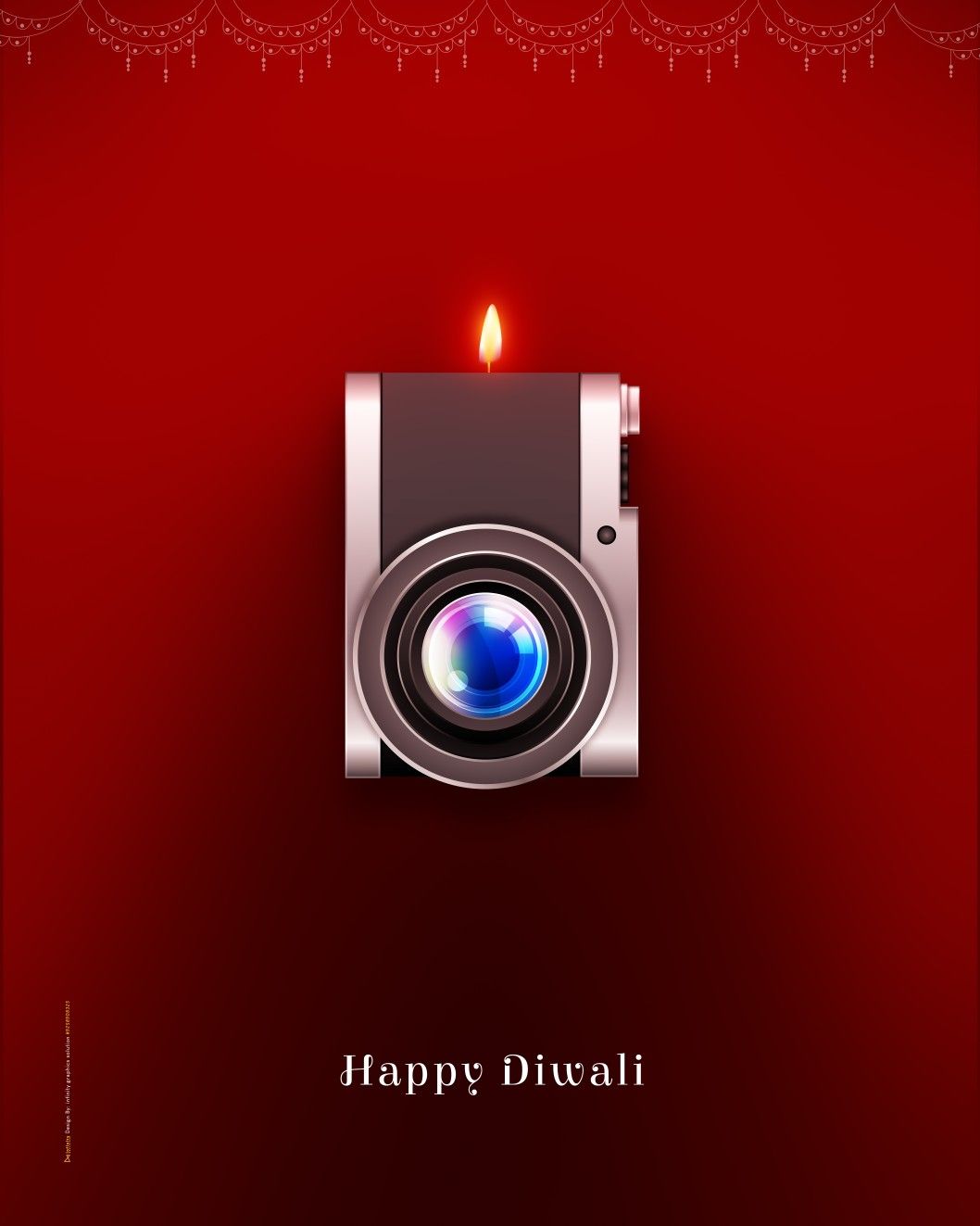 Diwali Instagram post: Silver camera shaped as a candle with a flame on top